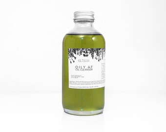 Oil Cleanser: OILY AF - holistic oil cleanser for acne, natural cleanser for oily skin, cystic acne cleanser, acne treatment, clogged pores