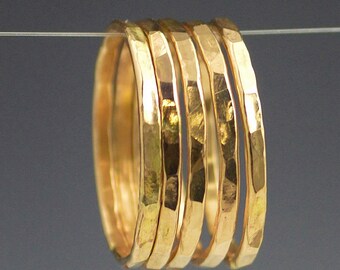 Classic Gold Stackable Ring(s), 14k Gold Filled, Gold Stacking Rings, Gold Stack Rings, Simple Gold Ring, Hammered Gold Rings, Gold Bands