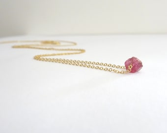 Raw Tourmaline Necklace, Crystal Necklace, 14k Gold fill, Sterling Silver, Rose gold fill