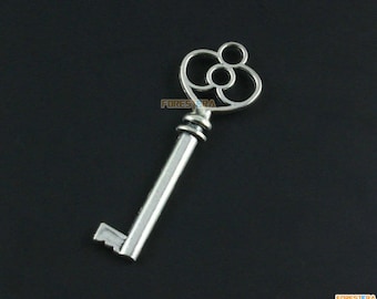 10Pcs Antique Silver Key Charm Key Pendant 62x28mm (PND1615)