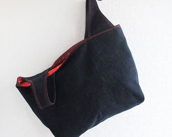 Reusable Denim Grocery Bag | Machine washable market shopping tote bag in a sturdy denim fabric. Also makes a great project tote.
