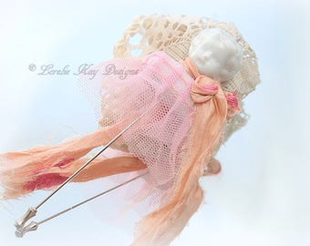 Frozen Charlotte Doll Head Stick Pin Lapel Stickpin Brooch Antique Frozen Charlotte Doll Pin Broach Lorelie Kay Original