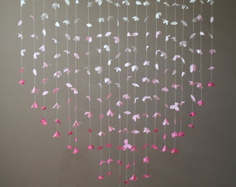 Anthropologie Inspired Paper Flower Garland- Pink Ombre