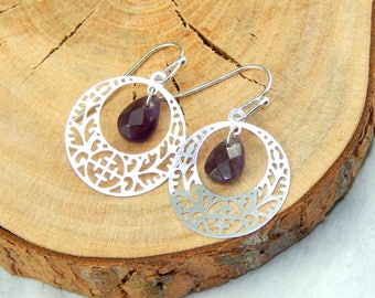 Amethyst Earrings, February Birthstone, Silver Amethyst Earrings, Amethyst Jewelry, Gemstone Jewelry