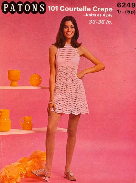 Pdf Crochet Pattern For Groovy 1960s Mini Dress Retro