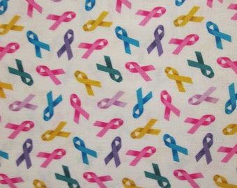 Cancer Cause Ribbons Relay For Life Bright Colors Cotton Fabric Fat Quarter or Custom Listing