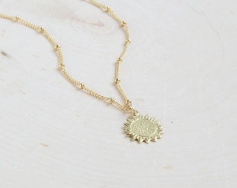 Sunflower Necklace | Flower Necklace | Botanical Jewelry | Boho Necklace | Boho Jewelry | Dainty Necklace |Layering Necklace | Gift for Her
