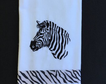 Zebra embroidered Kitchen towel, Dish towel Hostess gift Housewarming