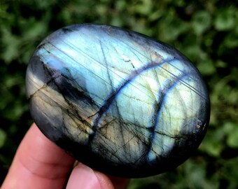 Labradorite Medium-Large Tumbled Semi Precious Palm Stone#327A