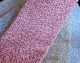 Handwoven Organic Cotton Towel in Natural and Coral Pink Tea Towel Kitchen Towel Chefs Towel