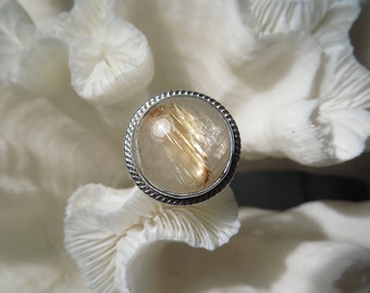 Golden Rutile Agate Ring Size 7.25