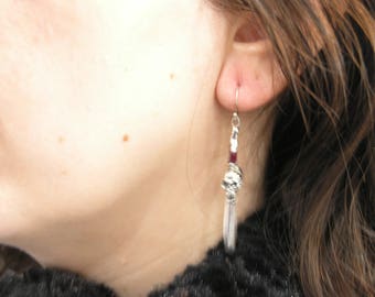 1000-31 Sterling Silver Earrings Skulls with Rubies