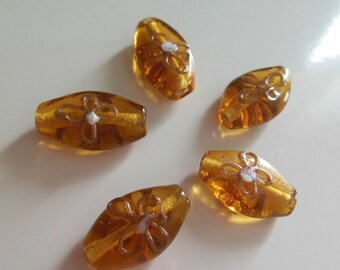set of 10 beads oval lampwork glass