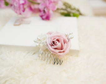 Bridal hair comb Wedding hair accessory Wedding hair comb Flowergirl hair comb Wedding hair slide Bridesmaid hair comb pink flower comb