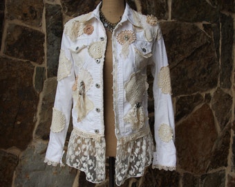 SALE*Shabby Chic doily denim jacket