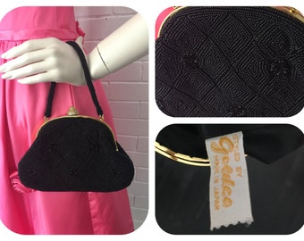 Vintage 1950s Black Beaded Handbag