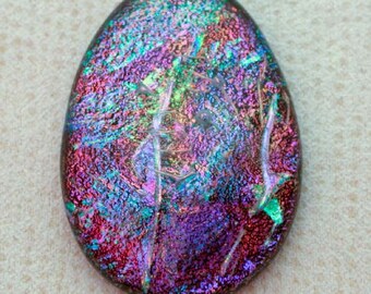 Lg 30x41mm Multi Layered Fused Dichroic Glass Cabochons - Kaleidoscopic of Special Colors - A242