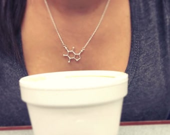 Caffeine Molecule Necklace, Molecule Necklace, Caffeine Molecule, Boho Necklace, Minimal Necklace