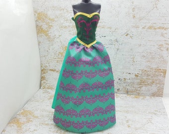 Barbie Strapless Green and Purple Gown fashions Outfit 11 inch doll