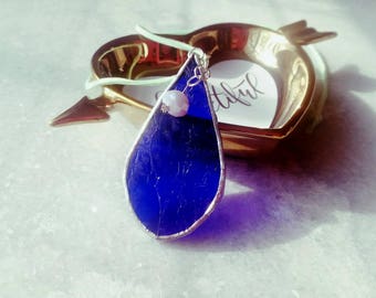 Blue teardrop necklace - rain - water - ocean - raindrop