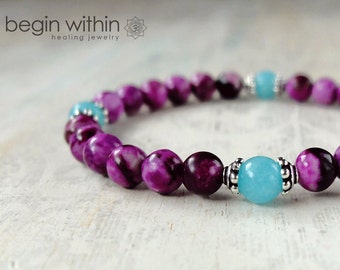Archangel Michael Bracelet / Angel Bracelet / Angel Wing Jewelry / Sugilite, Amazonite / Angel Jewelry