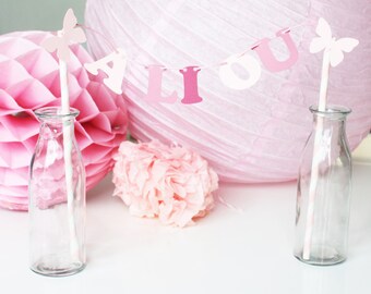 Decoration-Garland-name for cake - Butterfly theme