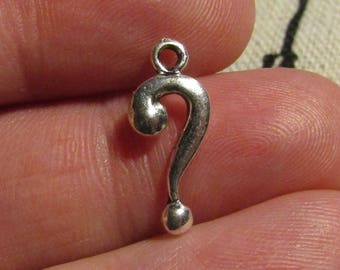 lot of 2 silver charms question mark 18mmx8mm