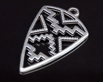 2 pendants silver shield 30x18mm