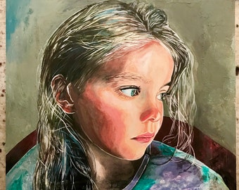 12x12 Gouache, Watercolor portrait