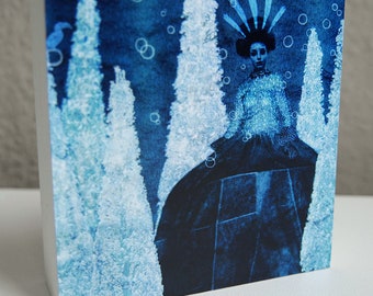 Queen of the night I-photo block-art-wall hangings-blue