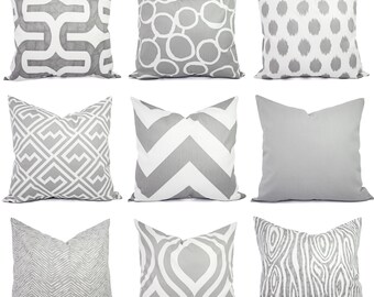 Throw Pillow Cover - Grey Pillow Cover - Grey Pillow Sham - Grey Lumbar Pillow - Grey Euro Sham - 16 18 20 22 24 26 Inch Pillow Cover