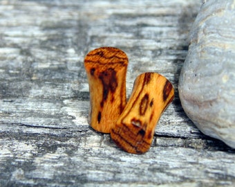 6mm Bocote wood plugs, custom 2 gauge size Organic plugs made by hand