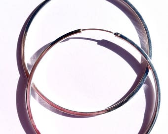 Sterling silver 2 1/8" hoop earrings
