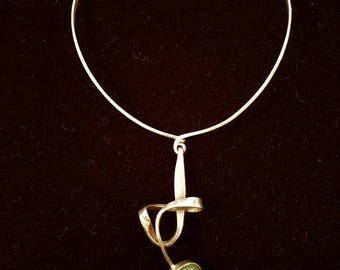 Sterling Silver from the 60's with signed modernist spirit Lavaliere necklace.