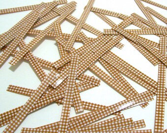 30 Brown Gingham Twist Ties