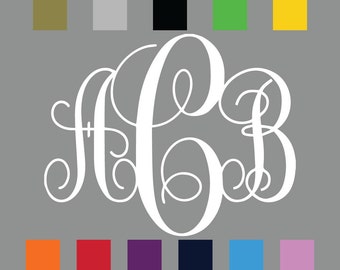 Monogram Initials Sticker • Custom Vinyl Decal for your YETI Cup • Fits Colster, 20oz, 30oz and similar Tumblers • Choose from 12 Colors