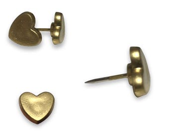 Gold Heart Push Pins, Used with Howdy Owl Maps, US Map shown in photos is not sold with this listing