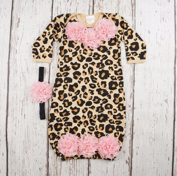 Newborn Leopard baby girl outfit Newborn Leopard gown Infant
