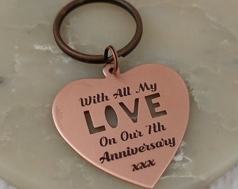 Copper anniversary, 7th anniversary, 7th anniversary gift, copper gift, 7 year anniversary, Copper Keychain, copper, anniversary gift, gift