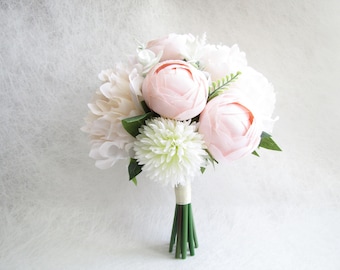 Blush Peonies Bridal Bouquet, Peach Peonies Bridesmaid Bouquet, Wedding Bouquet, Poeny Wedding Bouquet, Blush Floral Bouquet
