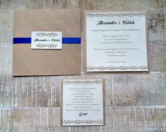 Wedding participation carved with flowers