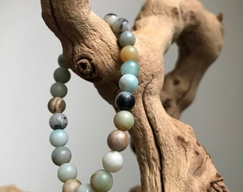 Amazonite Bracelet with Buddha Charm (Silver Plated)