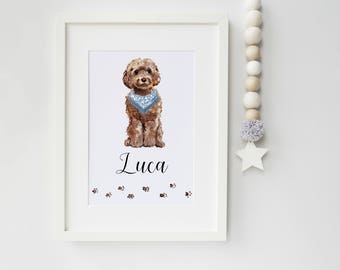 Dog Portrait - Personalised Cockapoo Print - pet portrait - Cockapoo - dog print - ideal gift for dog lovers - Cockapoo gift