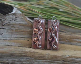 Handmade Porcelain Raku Bead Pair