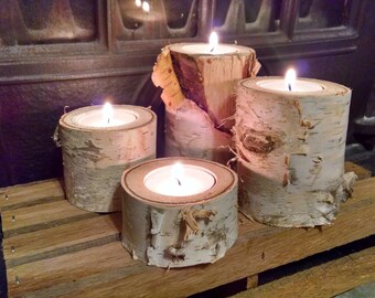 Birch Tea Light Candle Holder