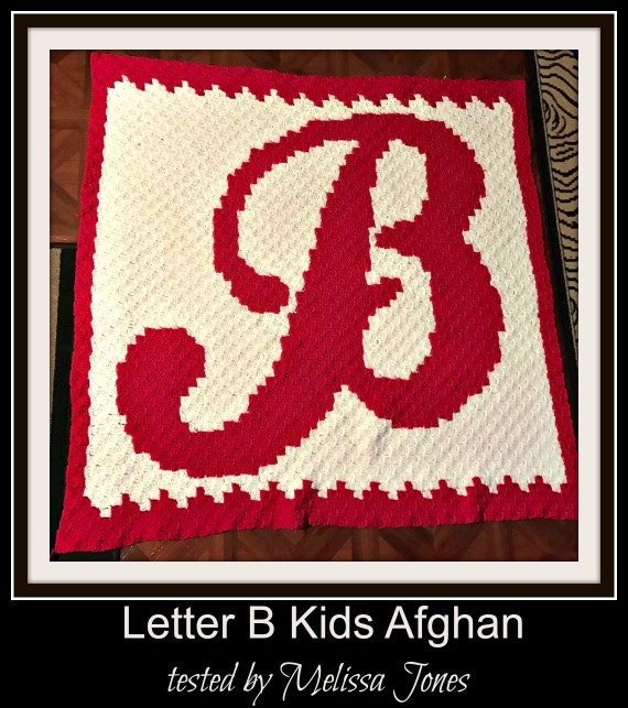 Letter B Kids Afghan C2C Graph Crochet Pattern