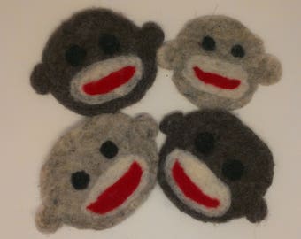 Felted Sock Monkey Coasters
