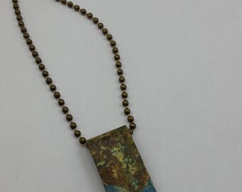 Brass patina pendant necklace