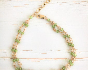Peridot wire-wrapped bracelet