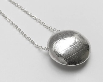 Silver Disc Necklace - Silver Botanical Jewelry - Sterling Leaf Necklace - Leaf Jewelry